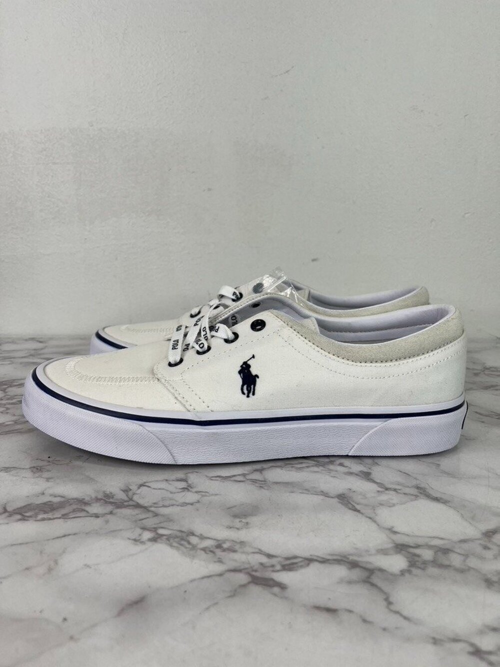 Polo Ralph Lauren Faxon X Men’s Canvas Sneakers in White and Navy Sz 8